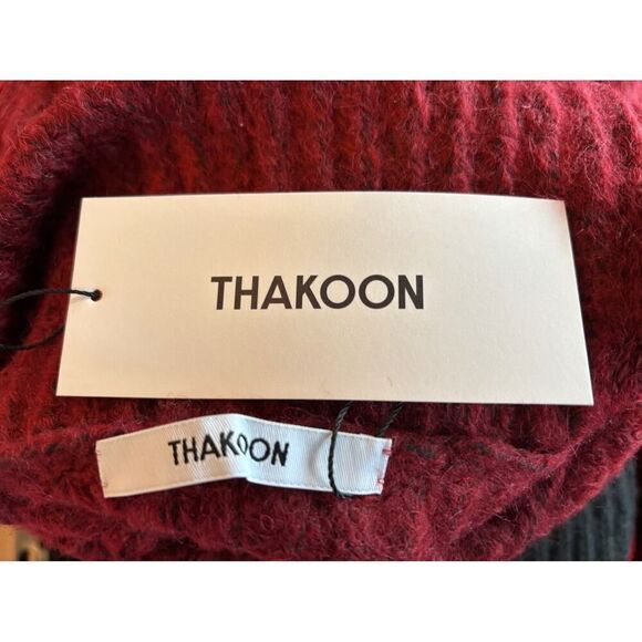 NWT Thakoon Cropped Ribbed Turtleneck Sweater Burgundy Oversized S - Picture 5 of 5